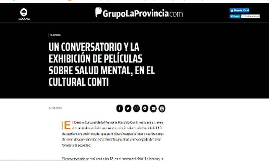 Un Conversatorio y la exhibición de películas sobre salud mental, en el Cultural Conti