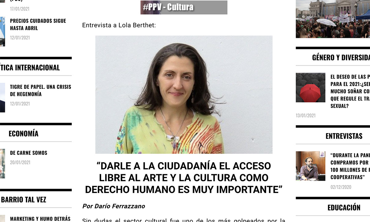 “DARLE A LA CIUDADANÍA EL ACCESO LIBRE AL ARTE Y LA CULTURA COMO DERECHO HUMANO ES MUY IMPORTANTE”