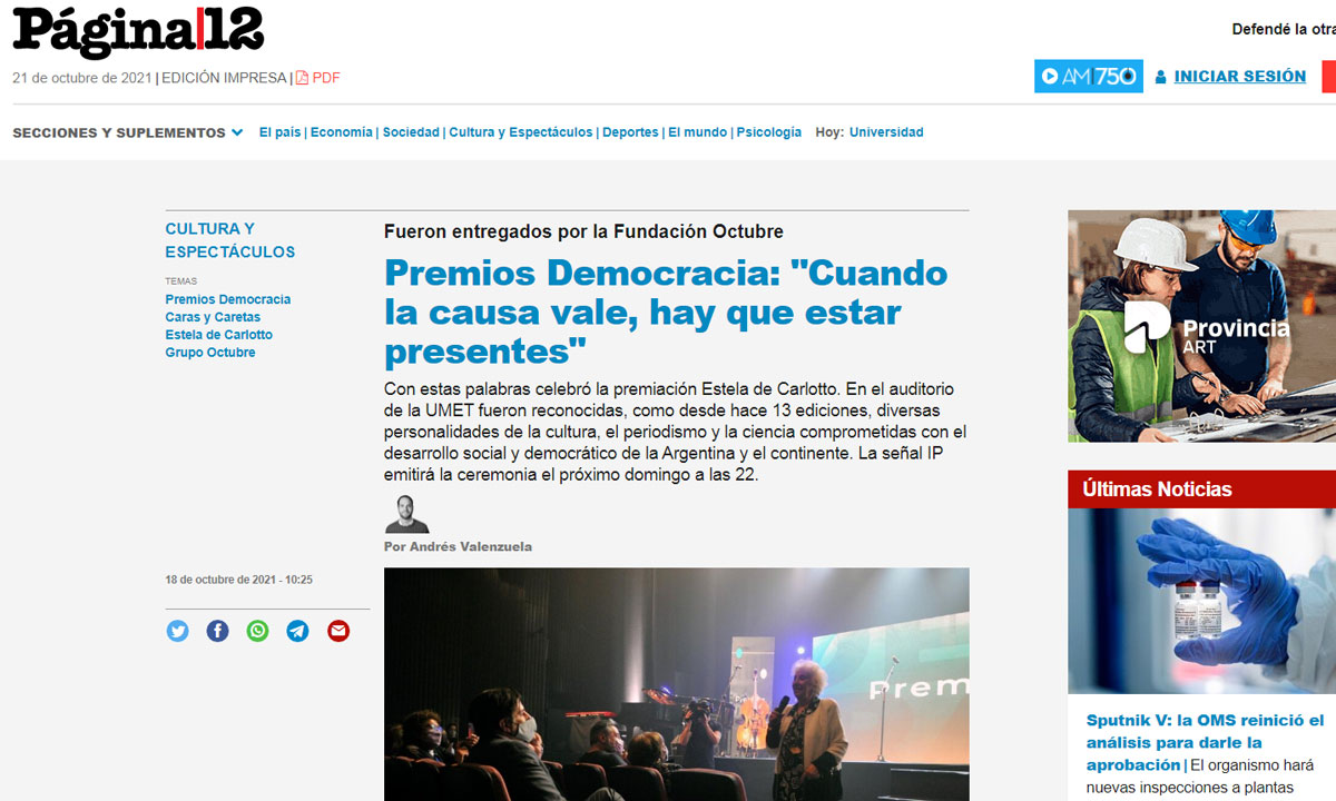 Premios Democracia: "Cuando la causa vale, hay que estar presentes"