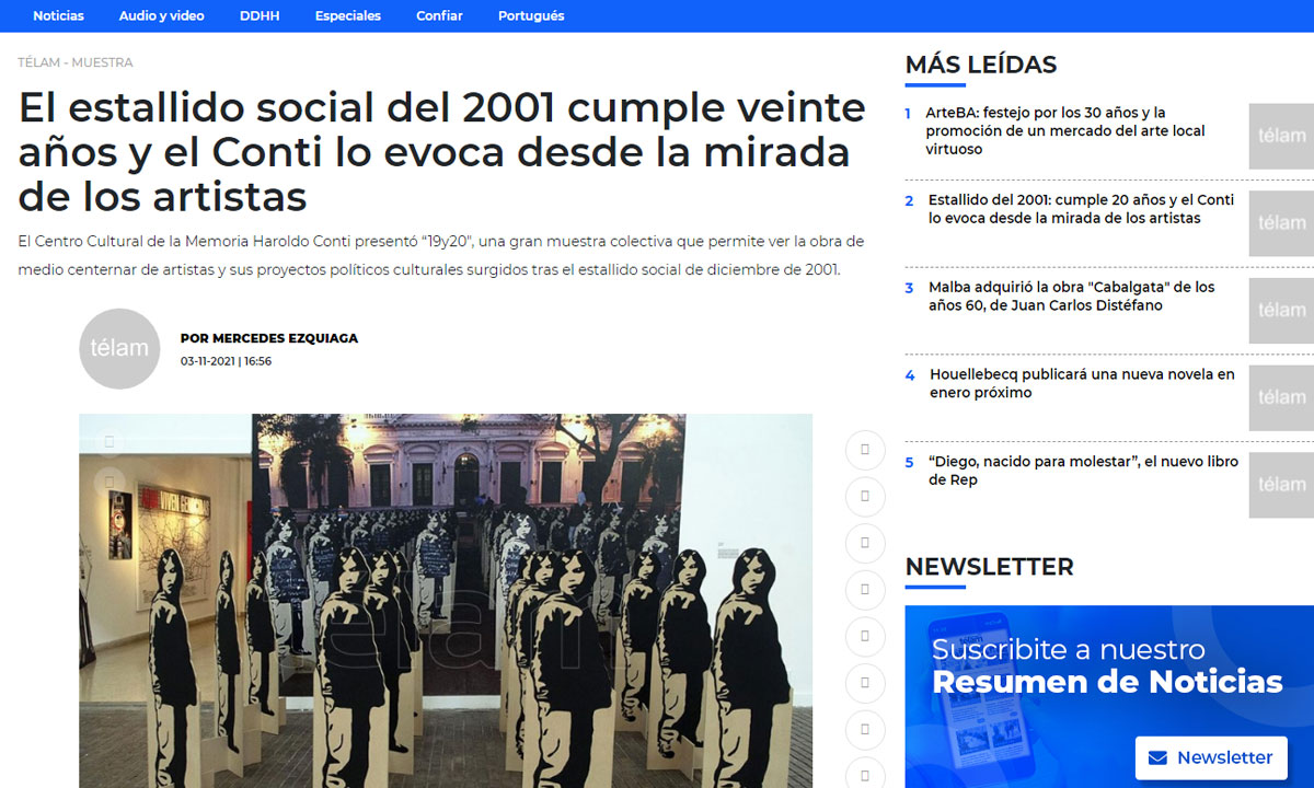 El estallido social del 2001 cumple veinte años y el Conti lo evoca desde la mirada de los artistas