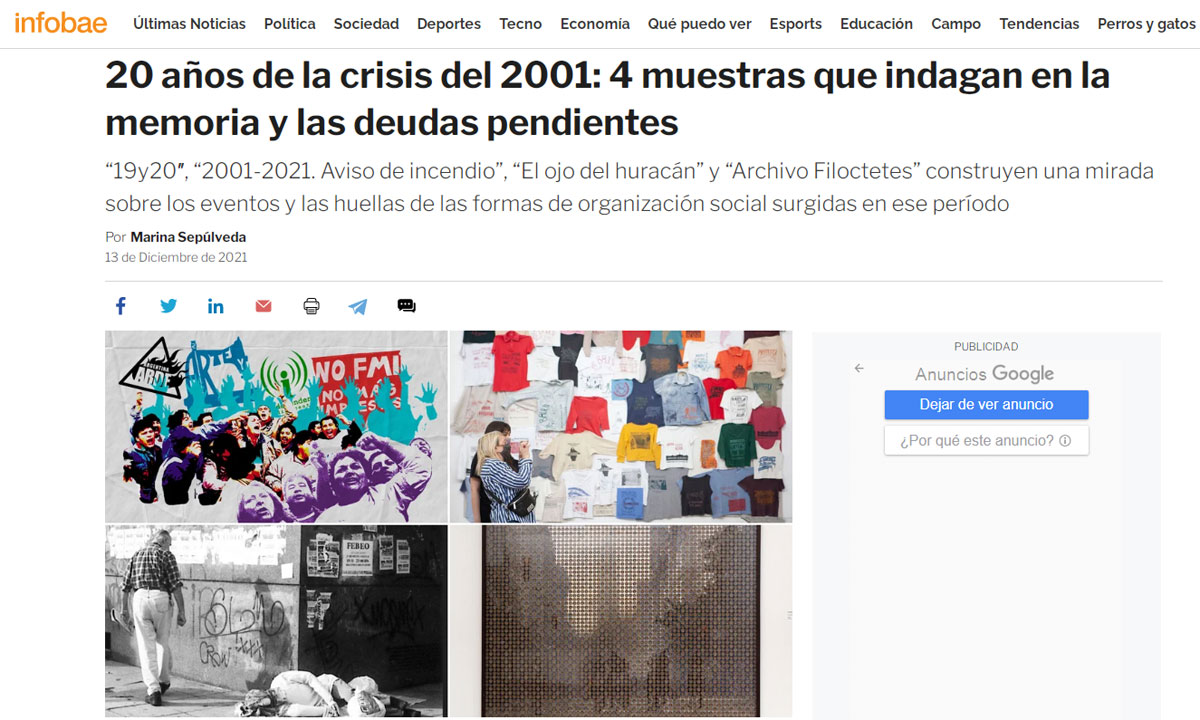 20 años de la crisis del 2001: 4 muestras que indagan en la memoria y las deudas pendientes