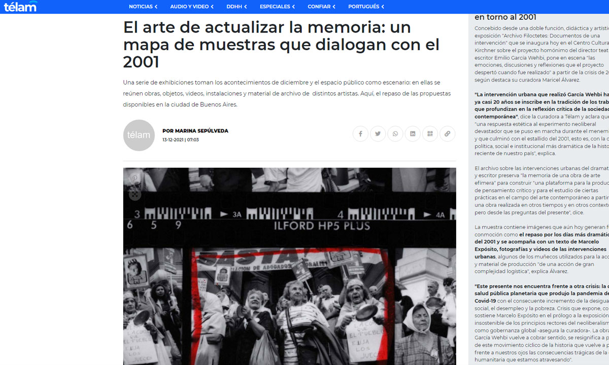 El arte de actualizar la memoria: un mapa de muestras que dialogan con el 2001