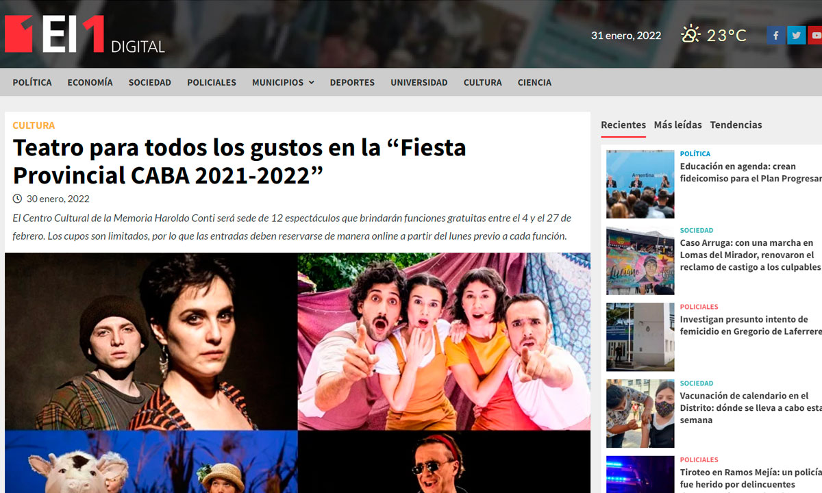 Teatro para todos los gustos en la Fiesta Provincial CABA 2021-2022