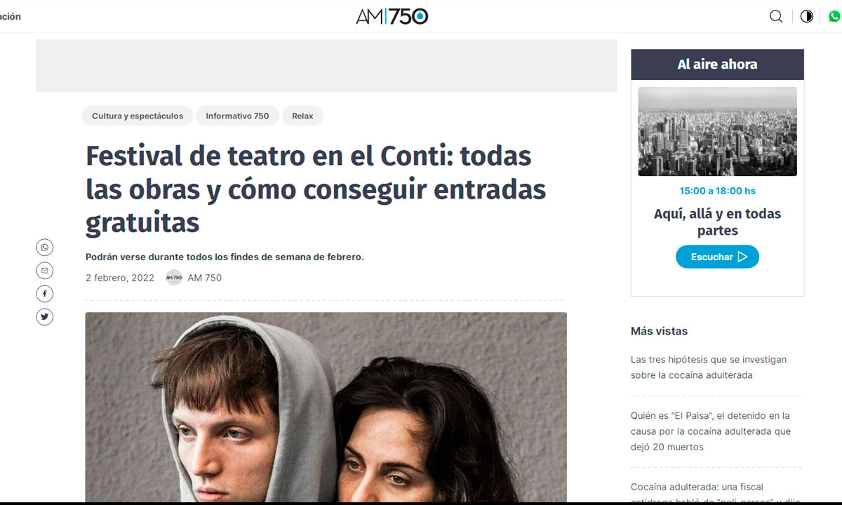 Festival de teatro en el Conti: todas las obras y cómo conseguir entradas gratuitas