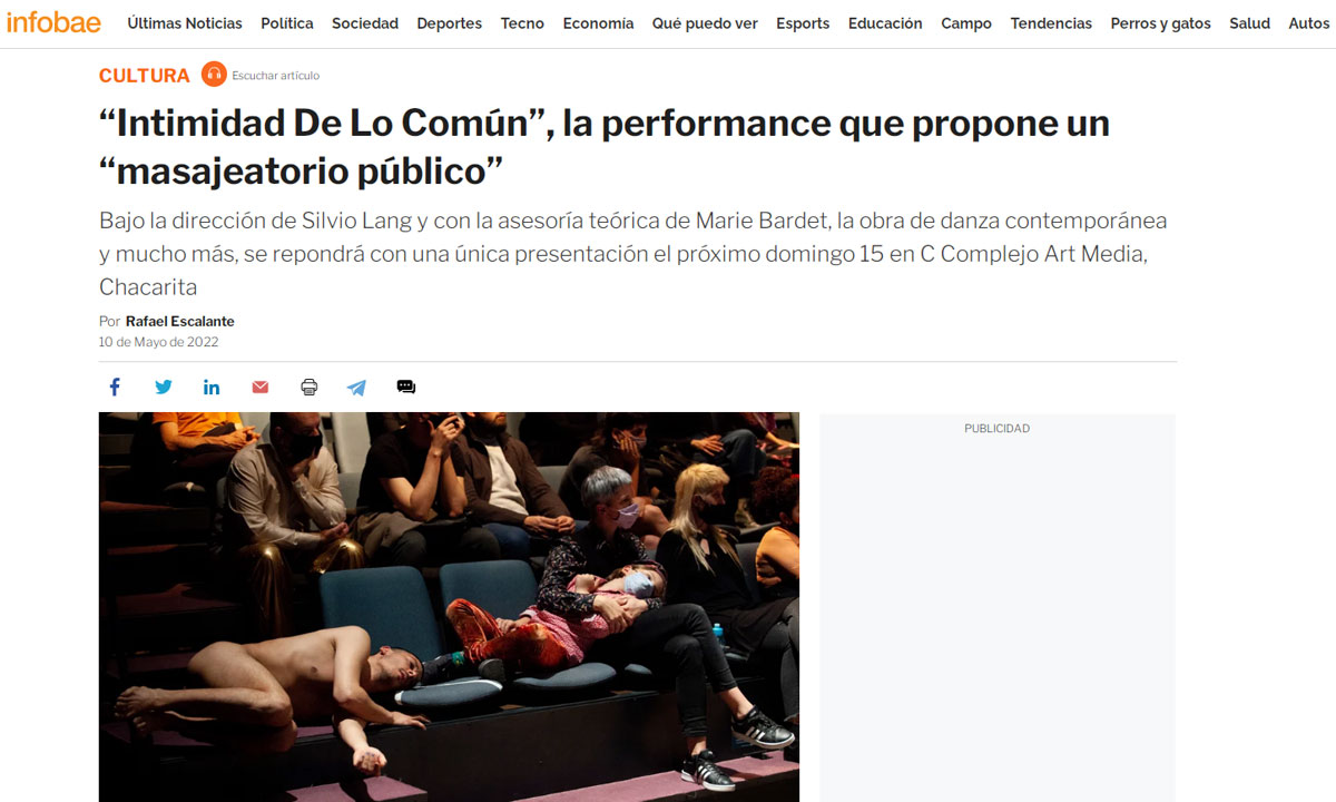 “Intimidad De Lo Común”, la performance que propone un “masajeatorio público”