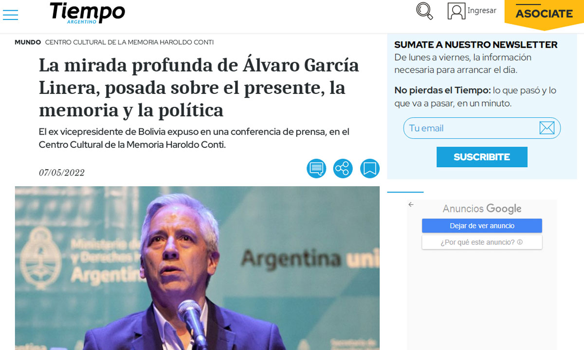 La mirada profunda de Álvaro García Linera, posada sobre el presente, la memoria y la política