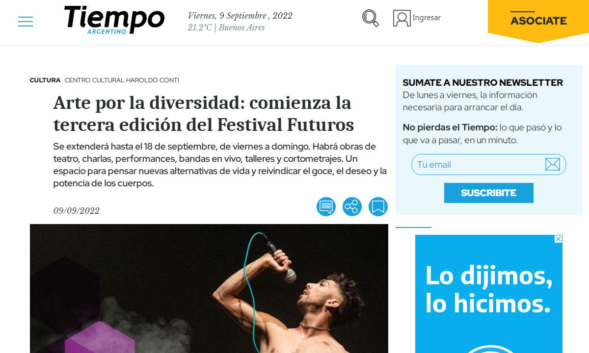 Arte por la diversidad: comienza la tercera edición del Festival Futuros