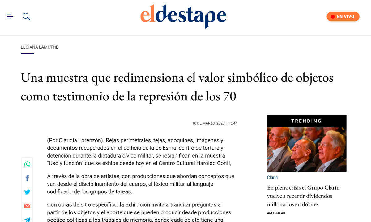 Una muestra que redimensiona el valor simbólico de objetos como testimonio de la represión de los 70