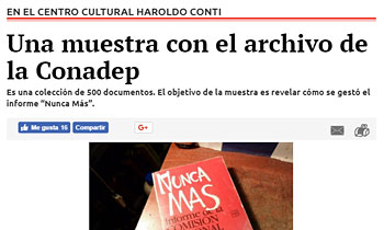 Una muestra con el archivo de la Conadep